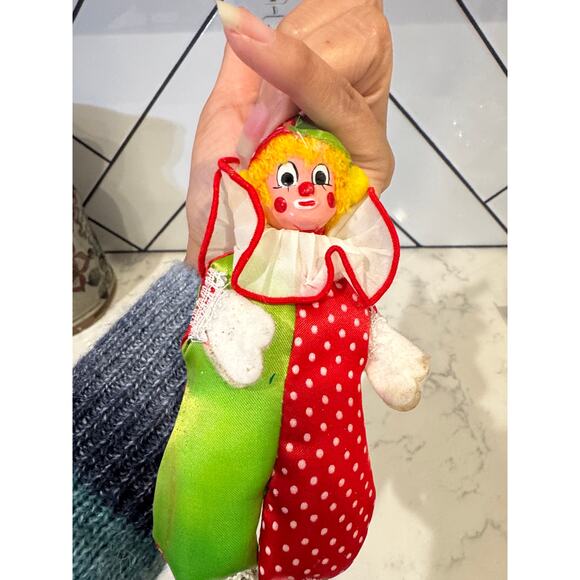 Vintage Christmas green red clown ornament for Christmas tree - Picture 5 of 6
